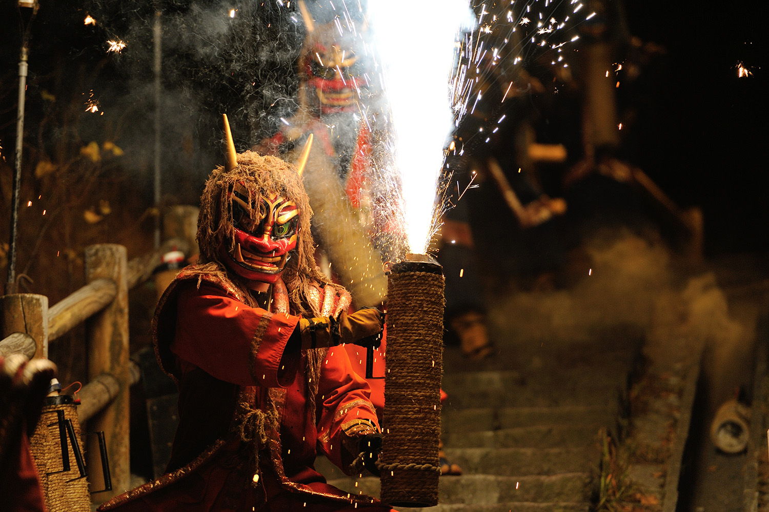 The Opening Ceremony Of Oni Hanabi In Jigokudani